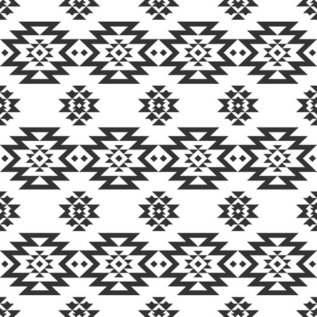 Vector geometric seamless pattern, tribal background, ethnic collection, navajo style on white background