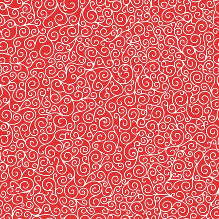 Christmas background with curly ornament, winter seamless pattern for design cards, banners, decorationsのイラスト素材