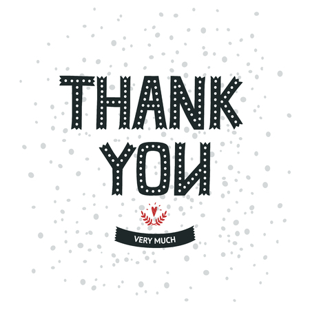 Thank you card with hand lettering, ribbon and heart. Vector Thank You very muchのイラスト素材