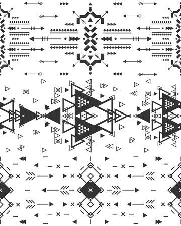 Vector Geometric background, Tribal seamless pattern, ethnic collection, aztec stile isolated on white backgroundのイラスト素材
