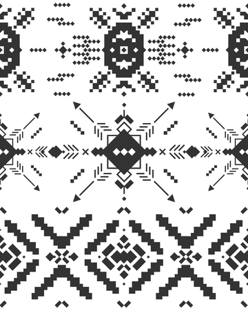 Vector Geometric background, Tribal seamless pattern, ethnic collection, aztec stile isolated on white backgroundのイラスト素材