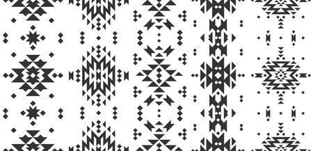 Vector Geometric background, Tribal seamless pattern, ethnic collection, aztec stile isolated on white backgroundのイラスト素材