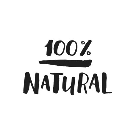 Hand drawn eco label with brush lettering. natural productのイラスト素材