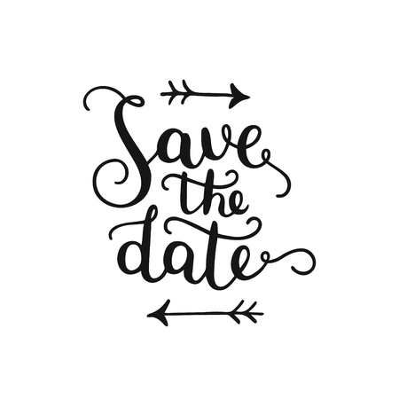 Save the date, hand drawn lettering for design   wedding invitation, photo overlays and save the date cardsのイラスト素材