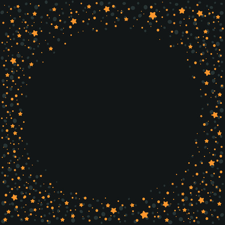 Christmas background with yellow stars, holidays border. Vector template for your designのイラスト素材