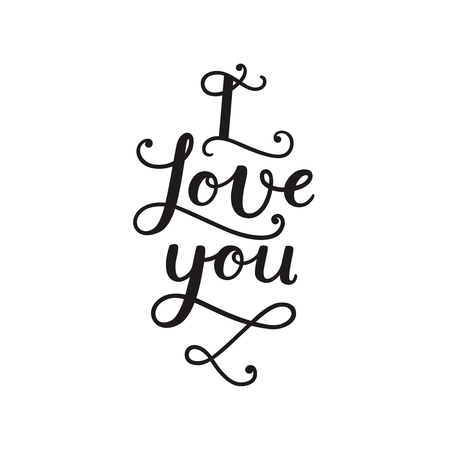 I love you. Valentines day card with handdrawn lettering on white background. Vector photo overlaysのイラスト素材
