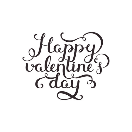 Happy valentines day. Valentin day card with handdrawn lettering on white background. Vector romantic cardのイラスト素材