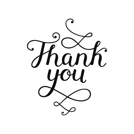 Thank you card with handdrawn lettering isolated on white background. Vector calligraphic cardのイラスト素材