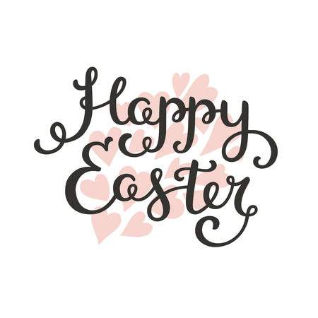 Vector easter card with handdrawn lettering on white background for design greeting cardsのイラスト素材