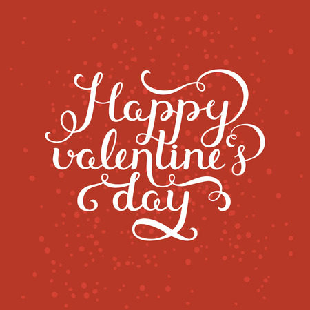 Happy valentines day. Valentin day card with handdrawn lettering on red background. Vector romantic cardのイラスト素材