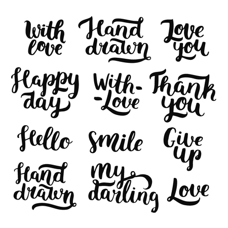 Vector photo overlays, handdrawn lettering collection. For scrapbook, greeting cards and moreのイラスト素材