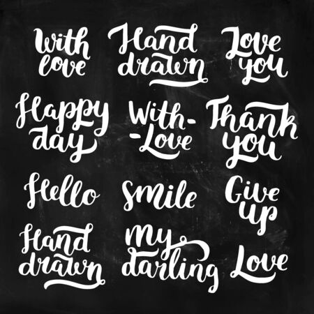 Vector photo overlays, handdrawn lettering collection. With love, Hand drawn,  Love. For scrapbook, greeting cards and moreのイラスト素材