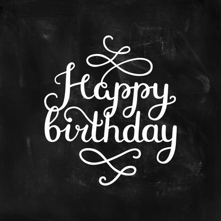Happy birthday card. Vector lettering on chalkboard. Happy birthday signのイラスト素材