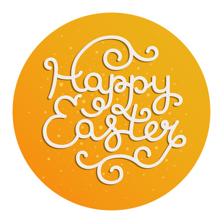 Happy easter card with holiday lettering. Vector easter labelのイラスト素材