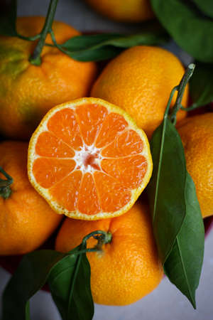 bright and juicy tangerines from turkeyの写真素材