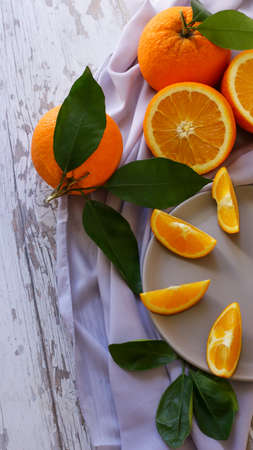 bright and juicy orange cut into two parts