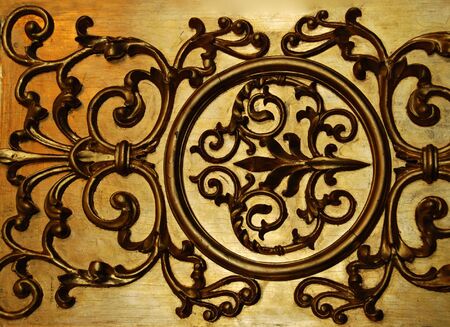 Golden decorative wall, antique ornamentの写真素材