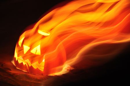 Halloween pumpkin with candleの写真素材