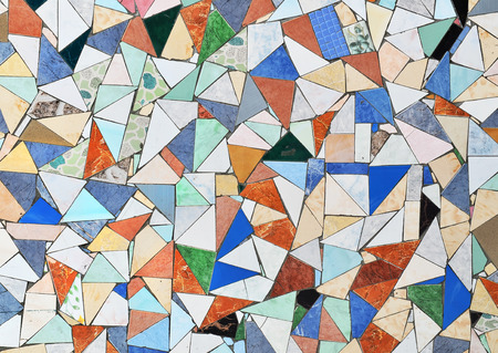 mosaic wall decorative ornament from ceramic broken tileの写真素材