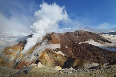 Mutnovsky volcano, Valley of Geysers, hot mud sources, Kamchatka, Russia