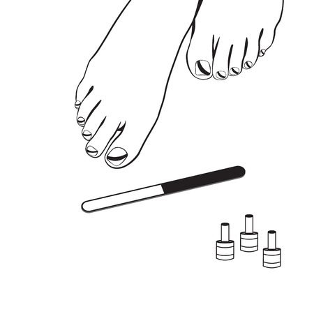 Foot care, pedicure, spa pedicure, vector illustrationのイラスト素材