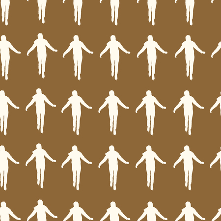 seamless pattern with a girl on skates, vector, for gift paper, paper for scrapbookingのイラスト素材