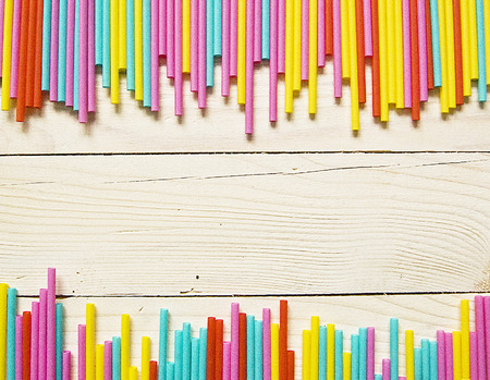 colorful background made of tubules for drinksの写真素材