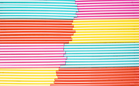 colorful background made of tubules for drinksの写真素材