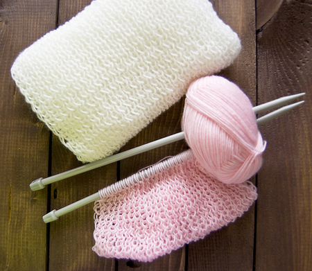 knitting yarn, yarn, knitting needles, knitted thing