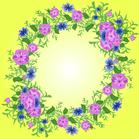 vector frame with bright flowers, scarf printのイラスト素材
