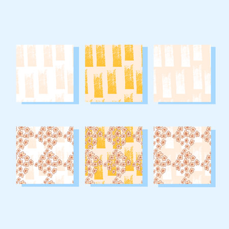 Set Flowers vector seamless pattern on a colored background. Floral printの写真素材