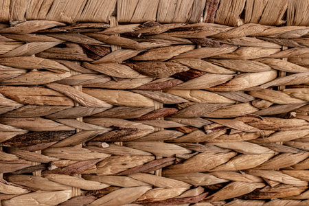 Rough burlap, jute texture. Handmade Wicker placemat textured backdrop, substrate, composition copy spaceの写真素材