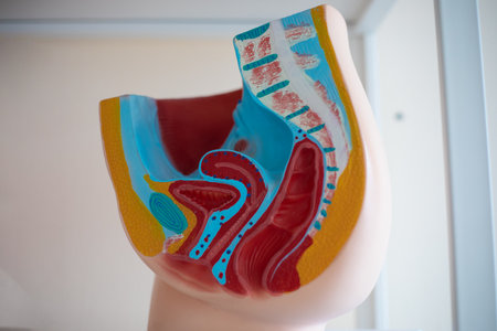 Medical anatomical model of female pelvic floor. Training manuals . Education, medicine, treatment.の写真素材