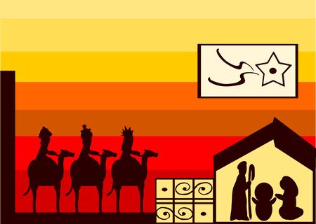 greeting card with nativityのイラスト素材