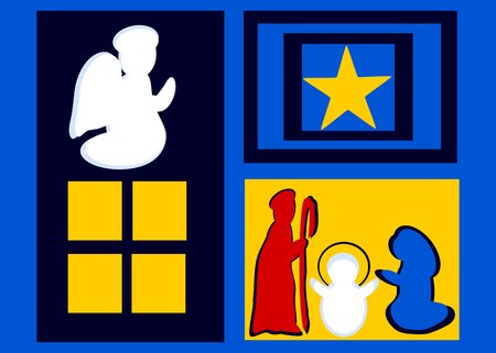 greeting card with nativity and angelのイラスト素材
