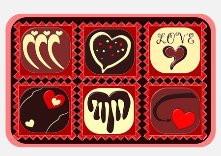 valentine chocolates isolated on white backgroundのイラスト素材