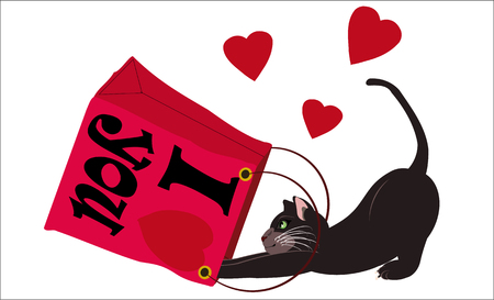 cat valentine shopper isolated on white backgroundのイラスト素材