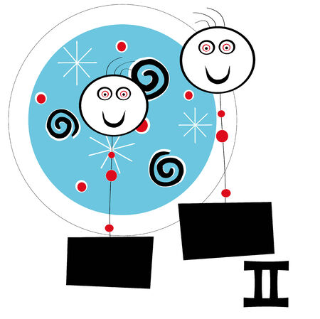 twins, zodiac sign isolated on white backgroundのイラスト素材