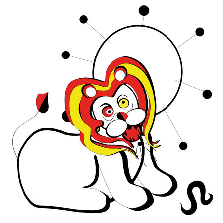 lion, zodiac sign isolated on white backgroundのイラスト素材