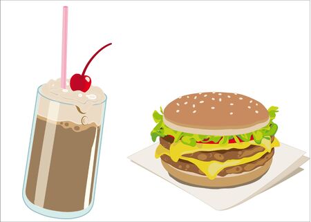 frapp burgers and chocolate, isolated on white backgroundのイラスト素材