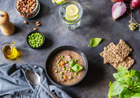 Toscana soup with its basic ingredientsの写真素材