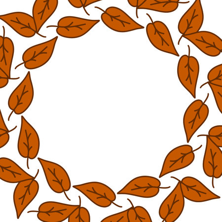 seamless pattern illustration frame of orange fall leaves, backgroundの写真素材