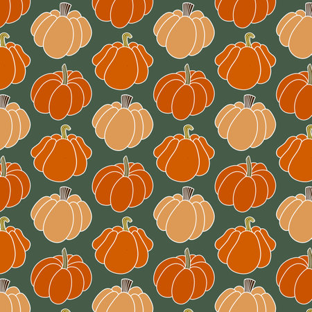 seamless pumpkin pattern illustration hand drawn, colourful backgroundの写真素材