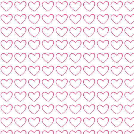 seamless hand-painted watercolor red hearts pattern on white backgroundの写真素材