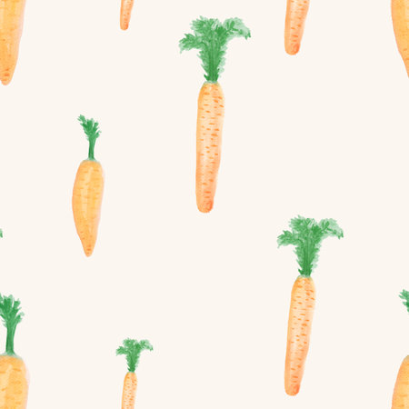 seamless pattern of water color hand painted orange carrotsの写真素材