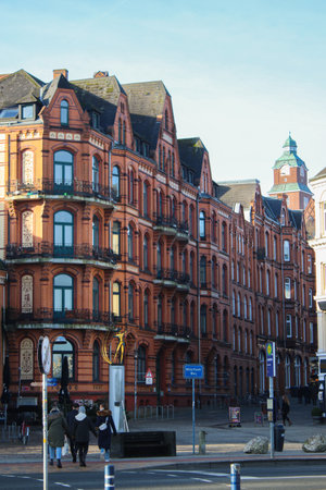 Historic old houses near Flensburgs harbor, a northern city in Germany.のeditorial素材