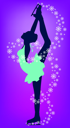 Figure skater girl standing on one legのイラスト素材