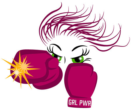 Boxing girl on white backgroundのイラスト素材