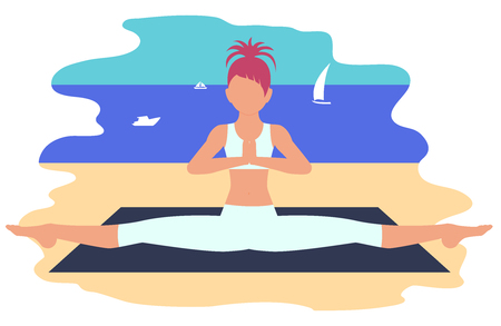Girl sitting on a twine on the beachのイラスト素材