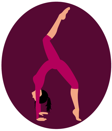 Girl in training on dark purple backgroundのイラスト素材